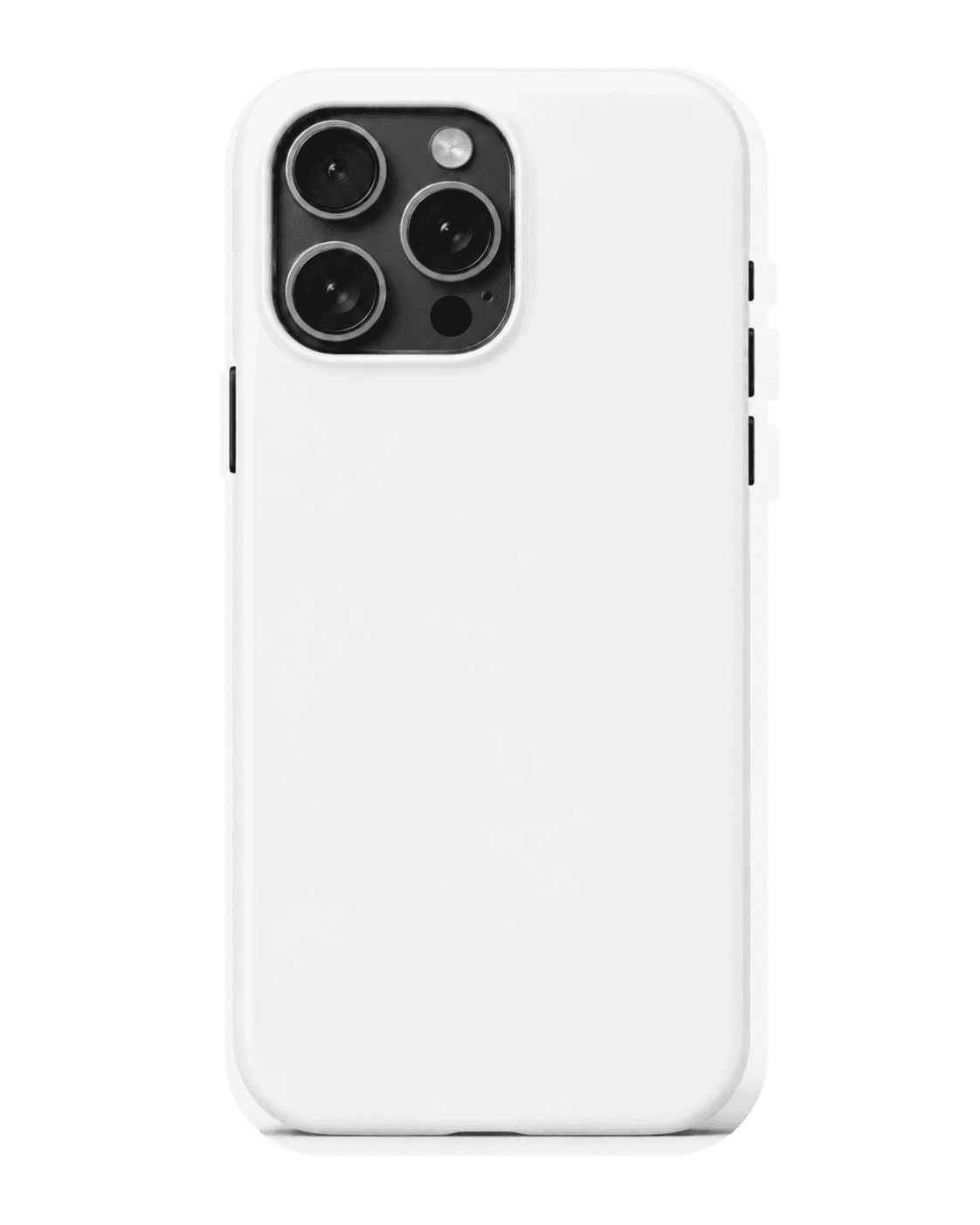Blank white phone case before artwork is applied.