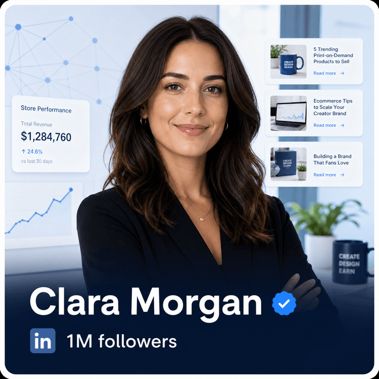 LinkedIn creator card for ecommerce brand builder