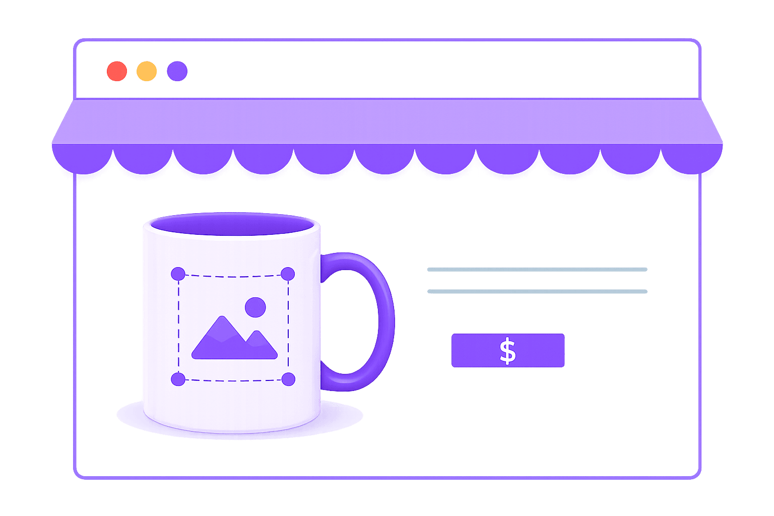 Product listing with an order-ready mug
