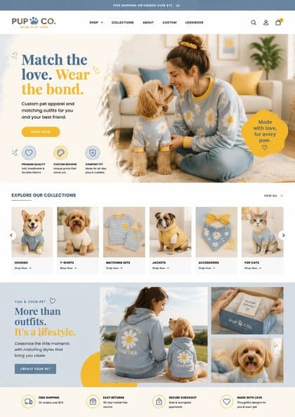Pet apparel storefront template preview