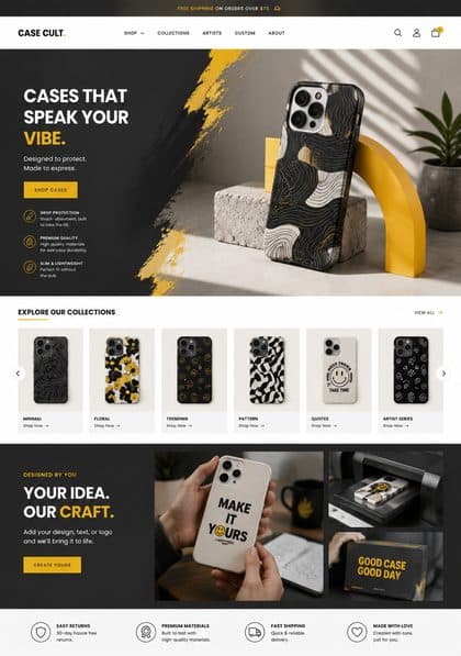 Phone cases storefront template preview