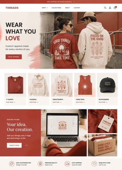Apparel storefront template preview