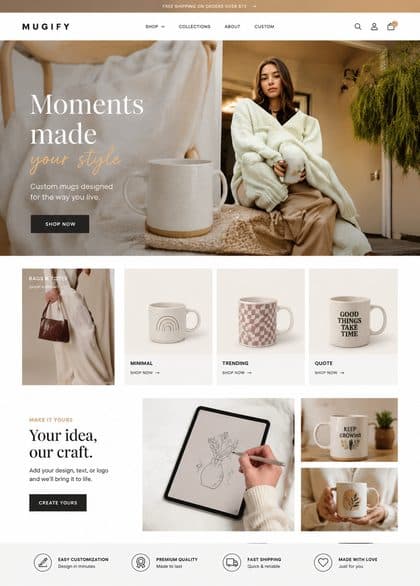 Drinkware storefront template preview