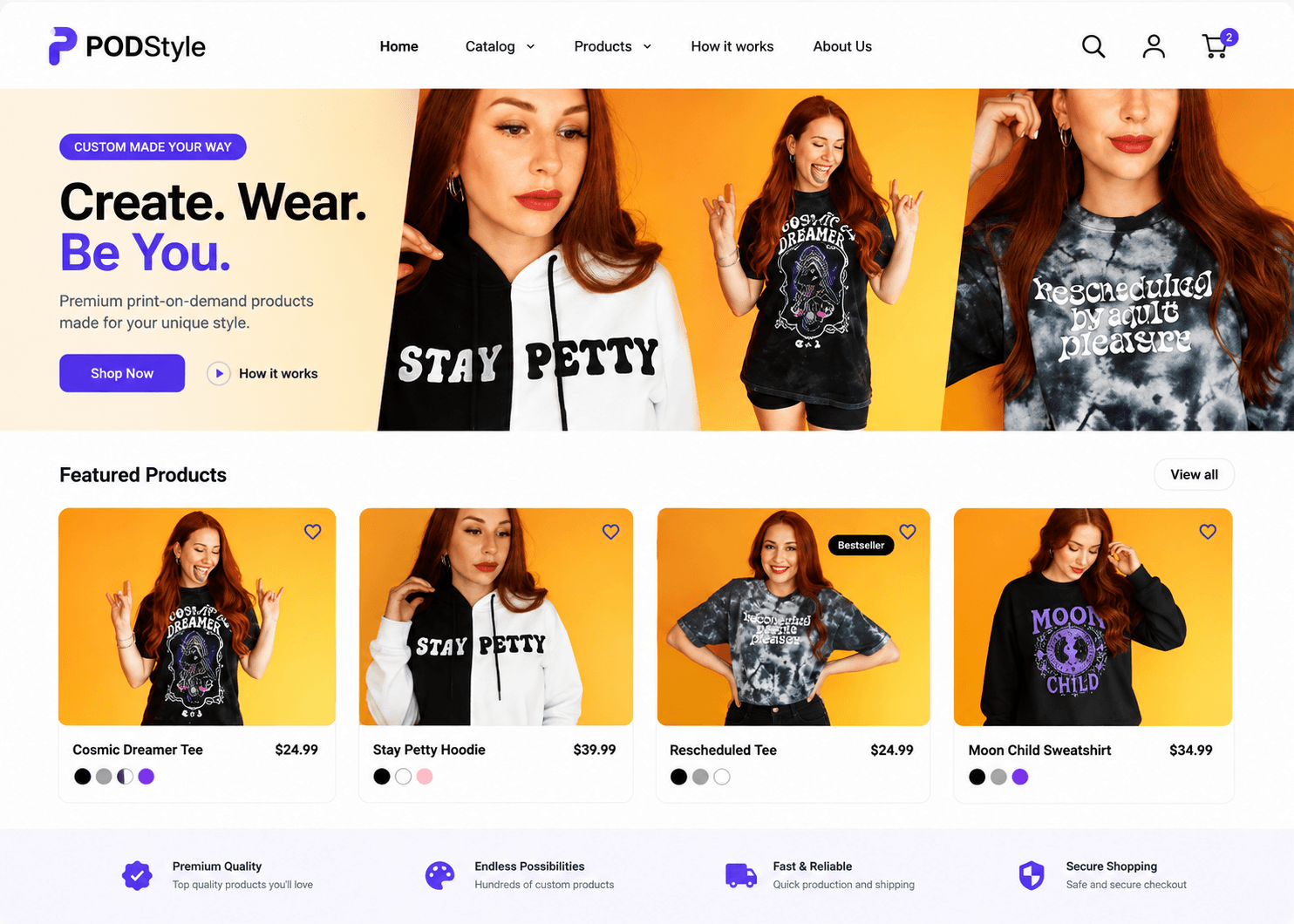Creator apparel storefront template preview