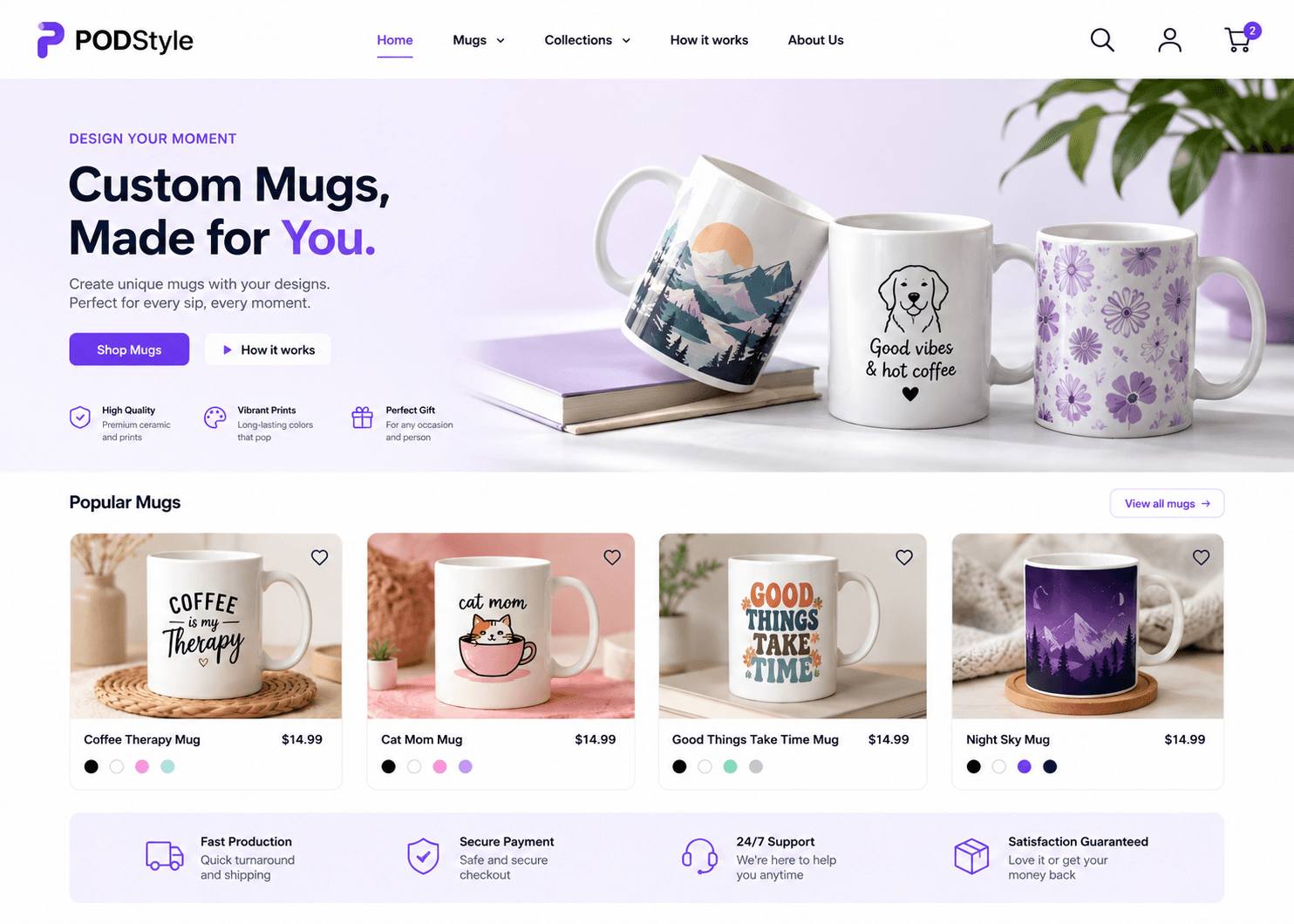 Custom mugs storefront template preview