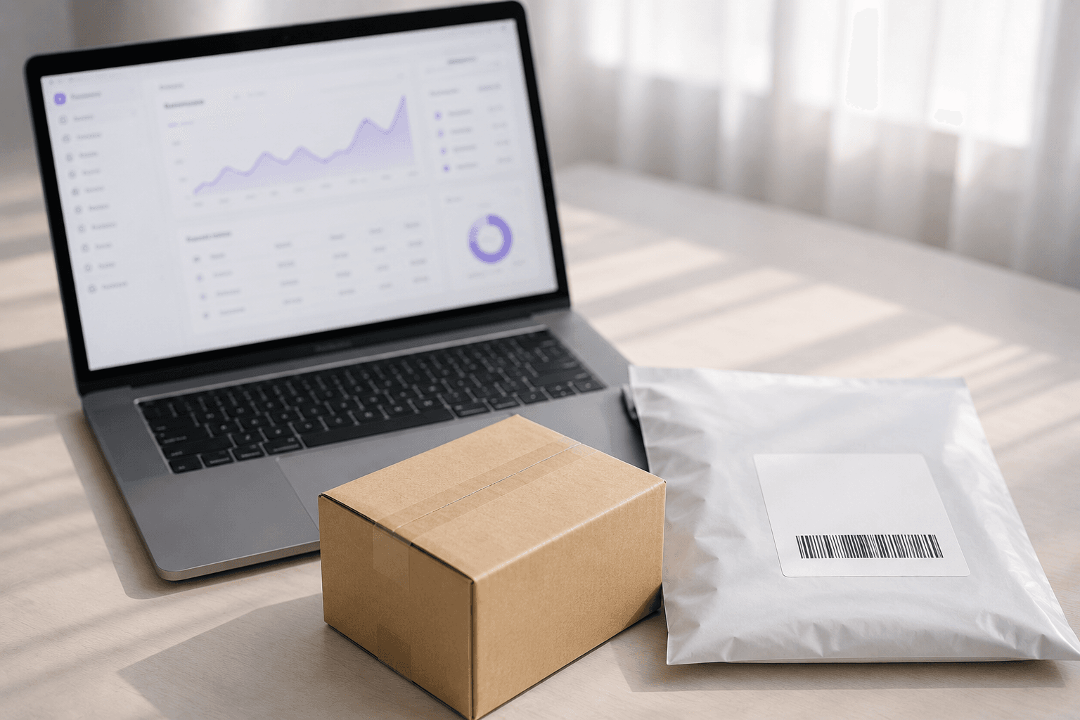 Online store dashboard with packed customer orders
